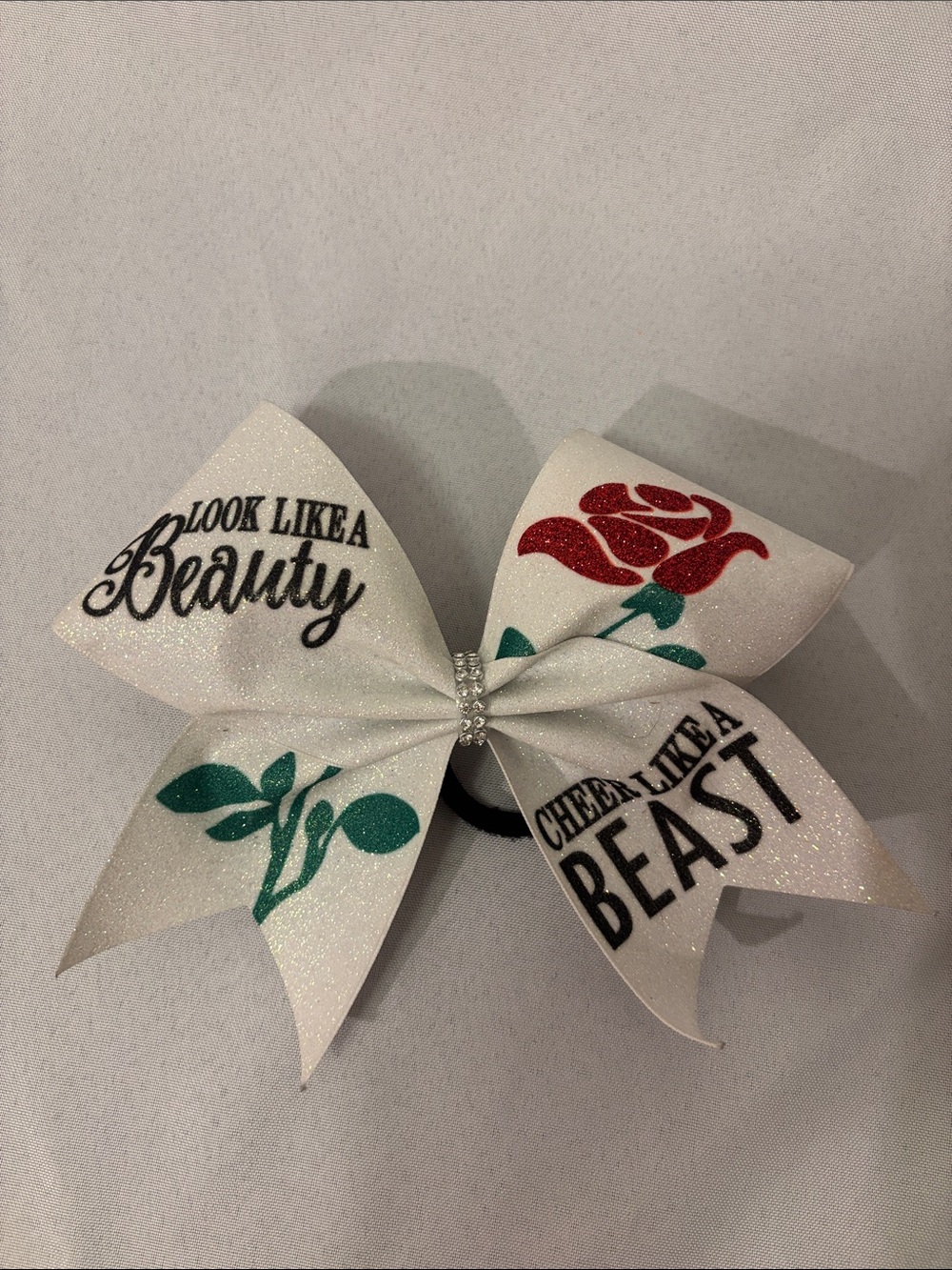 Sparkle Cheer Bow with Rose & Slogan